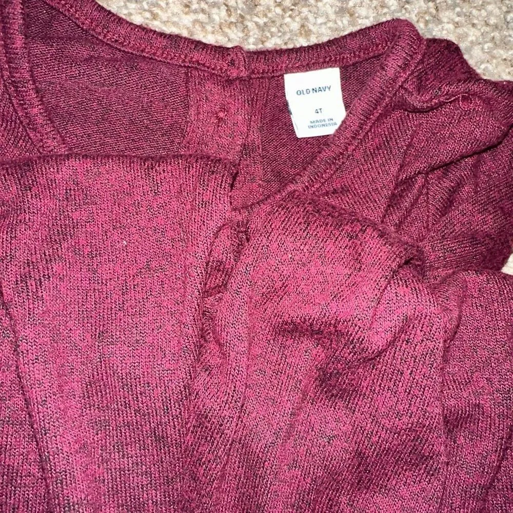 Girls 4T Old Navy Romper Burgundy Long Sleeve Jumpsuit Toddler Outfit